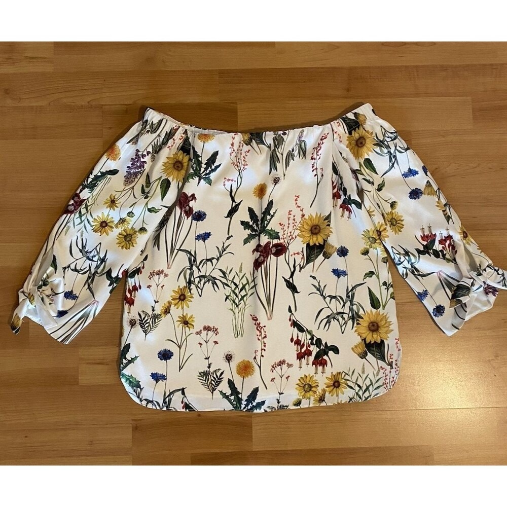 Bailey 44 Floral Size Small Off the Shoulder Blouse Top Ivory Garden Spring‎ - Picture 8 of 13